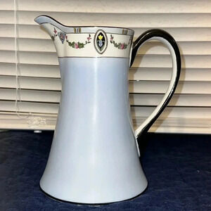 Antique Vintage Noritake Morimura Light Blue & Black Coffee Pot Made in Japan